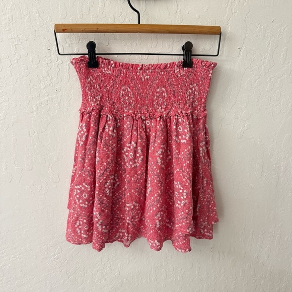 Rails Addison Skirt Diamond Floral Smocked Pull-on Tiered Linen Blend Size M - Picture 5 of 5